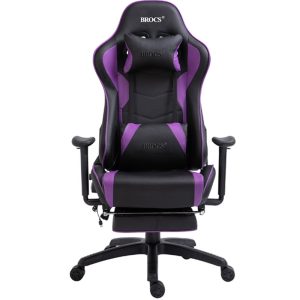 SILLA GAMER brocs BRAL, Morado, Respaldo reclinable, Apoya pies BRAL